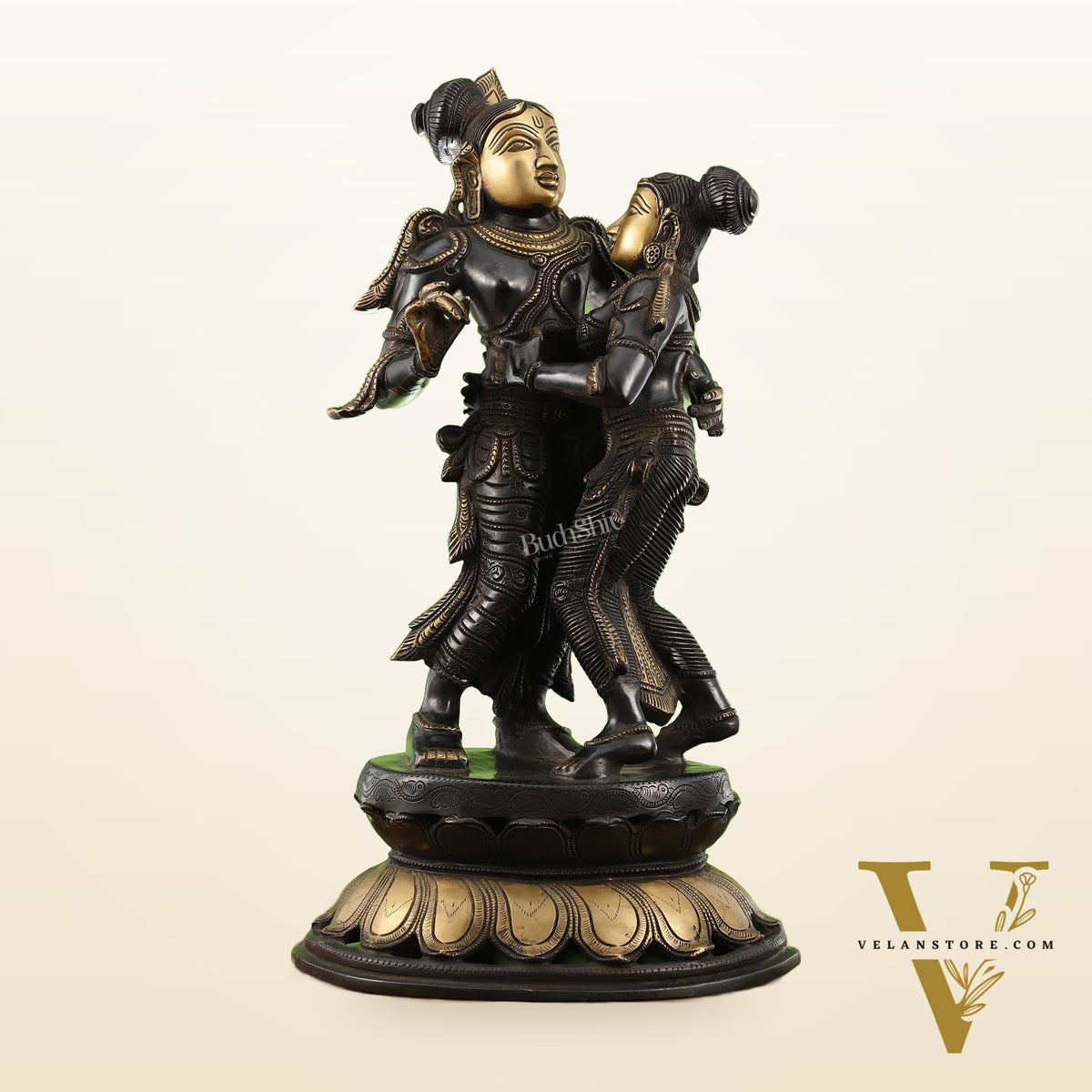 Spectacular Handcrafted Radha Krishna Brass Idol - 20.5"
