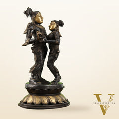 Spectacular Handcrafted Radha Krishna Brass Idol - 20.5"