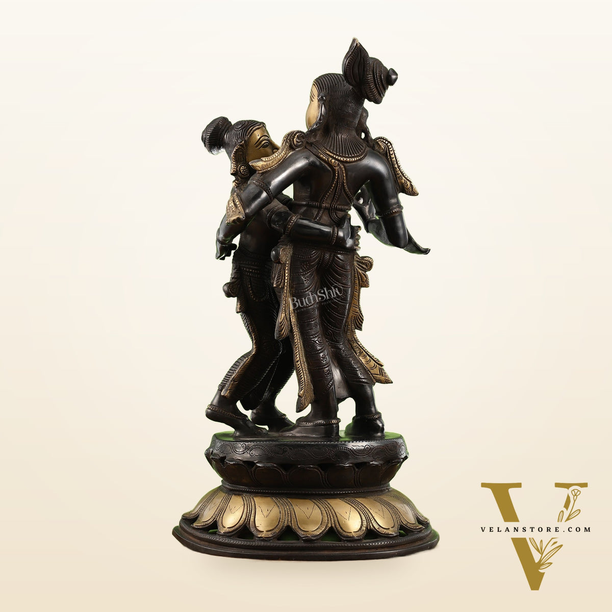 Spectacular Handcrafted Radha Krishna Brass Idol - 20.5"