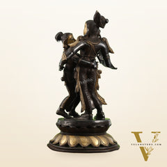 Spectacular Handcrafted Radha Krishna Brass Idol - 20.5"