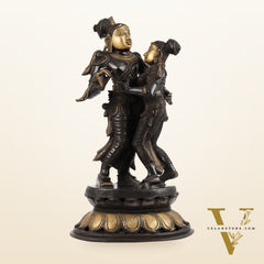 Spectacular Handcrafted Radha Krishna Brass Idol - 20.5"