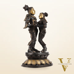 Spectacular Handcrafted Radha Krishna Brass Idol - 20.5"