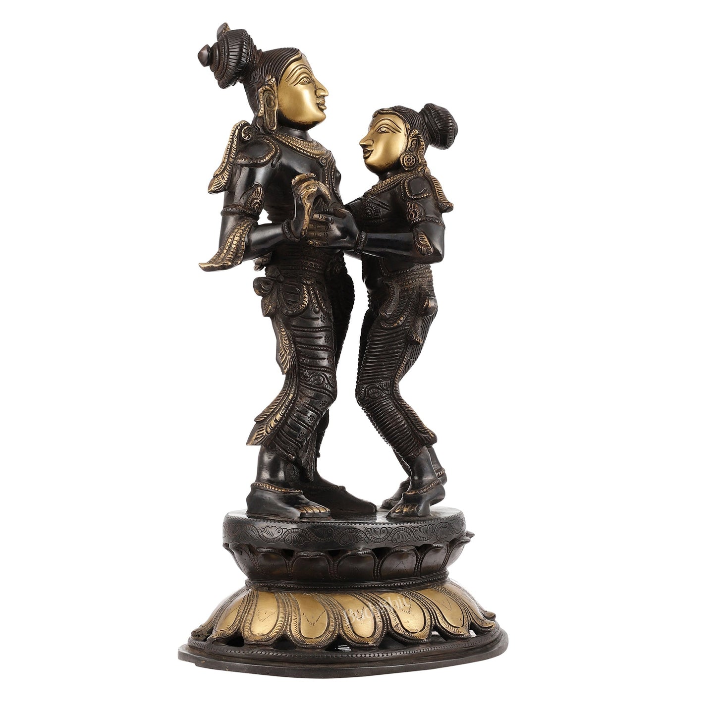 Spectacular Handcrafted Radha Krishna Brass Idol - 20.5"