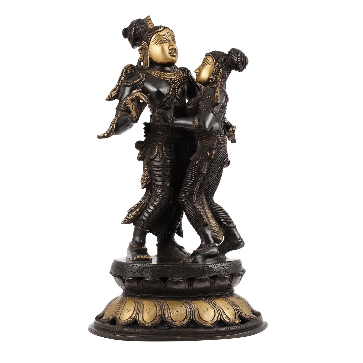 Spectacular Handcrafted Radha Krishna Brass Idol - 20.5"