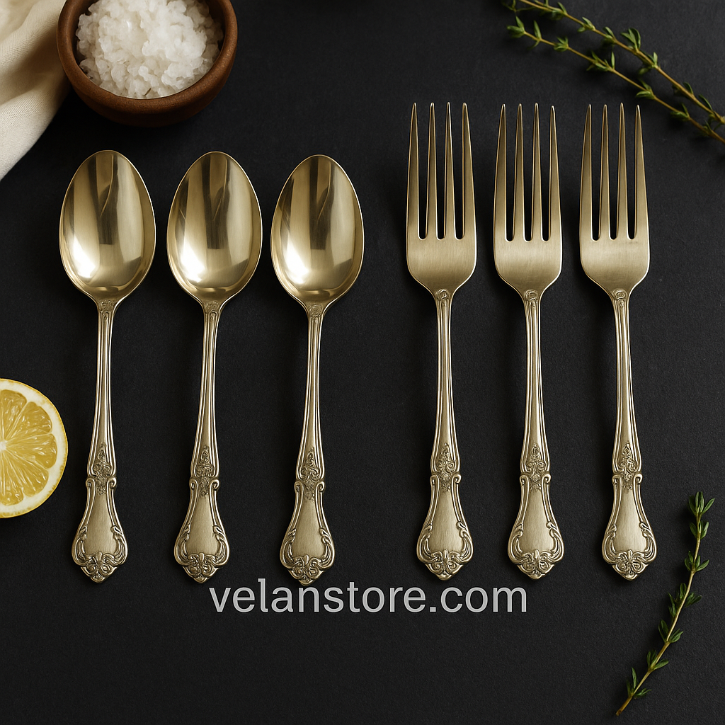 Gift Box of Cutlery (Engraved Brass Forks & Spoons)
