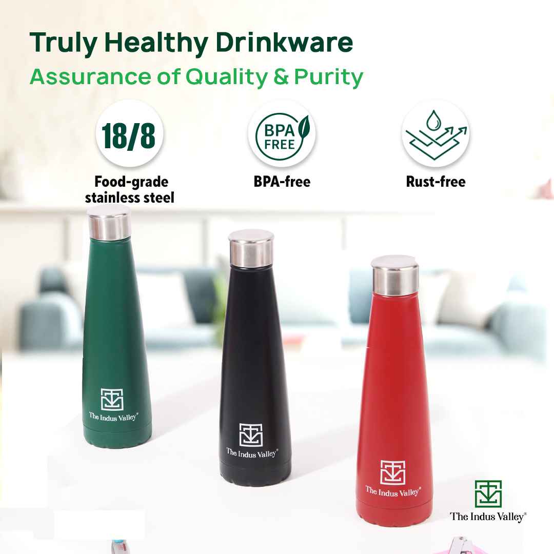 Pro-hydro Vacuum Insulated Stainless Steel Water Bottle Narrow Mouth, Fits All Car Cup Holders,500ml