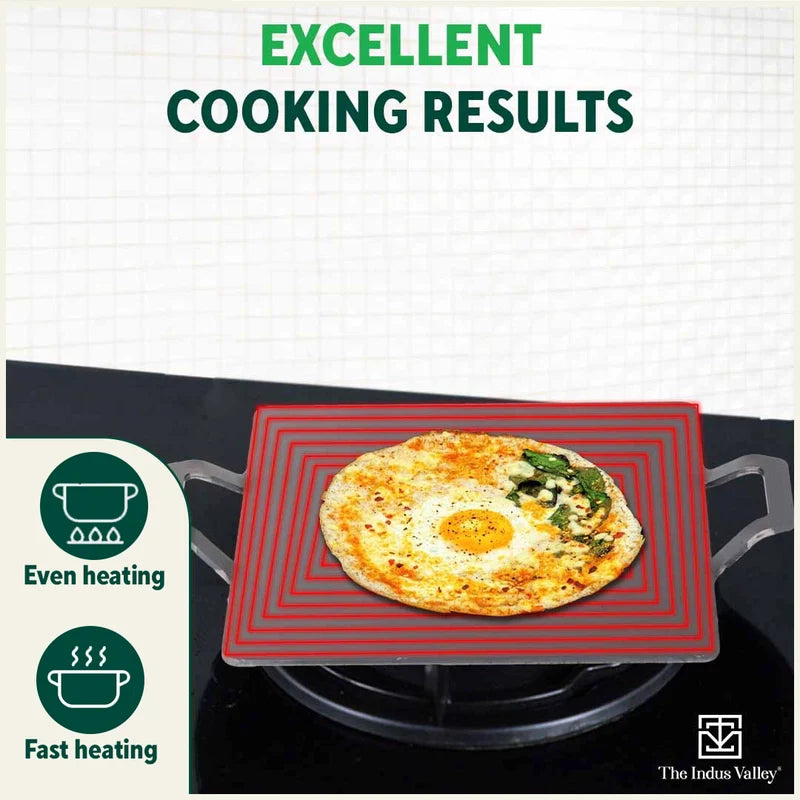 100% Pure Iron Square Tawa with Double Handles, Toxin-free Sheet Iron, Pre-Seasoned, Induction & Gas, 30.5cm