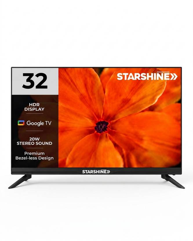 Starshine GTV 80 cm (32 inch) HD Ready LED Smart Google TV with Google TV OS, Google Assistant, Voice Search, 10000+ Apps, Built-in Chromecast, (SS32GT3YR)-1