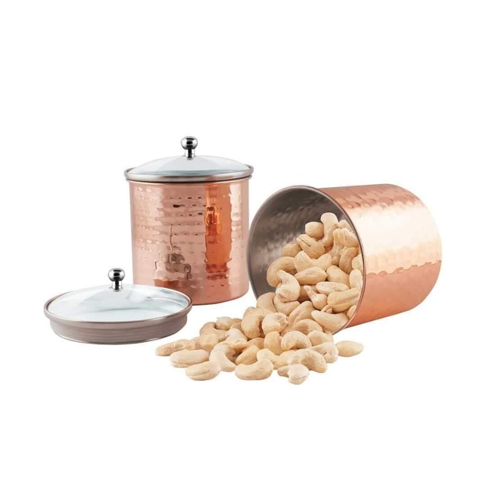 Stainless Steel 2 PCS 1000 ML Storage Canister with Air Tight Glass Lid Cantera