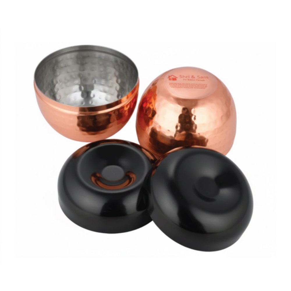 Stainless Steel 2 PCS Hammered Copper Canister Set