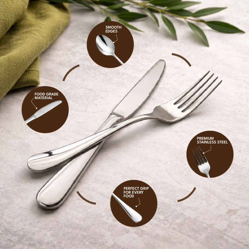 Stainless Steel 20 PCS Cutlery Set (4 Pcs Tea Spoon, 4 Pcs Dessert Spoon, 4 Pcs Dessert Fork, 4 Pcs Salad Fork, and 4 Pcs Dessert Knife) Classic