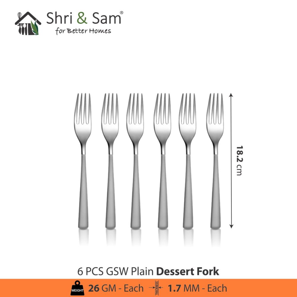Stainless Steel 24 PCS Cutlery Set (6 Pcs Tea Spoon, 6 Pcs Dessert Spoon, 6 Pcs Dessert Fork and 6 Pcs Dessert Knife) with Leather Box GSW Plain