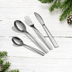 Stainless Steel 24 PCS Cutlery Set (6 Pcs Tea Spoon, 6 Pcs Dessert Spoon, 6 Pcs Dessert Fork and 6 Pcs Dessert Knife) with Leather Box GSW Plain