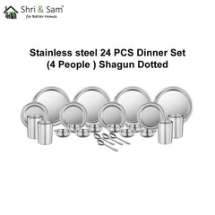 Stainless Steel 24 PCS Dinner Set (4 People) Shagun Dotted