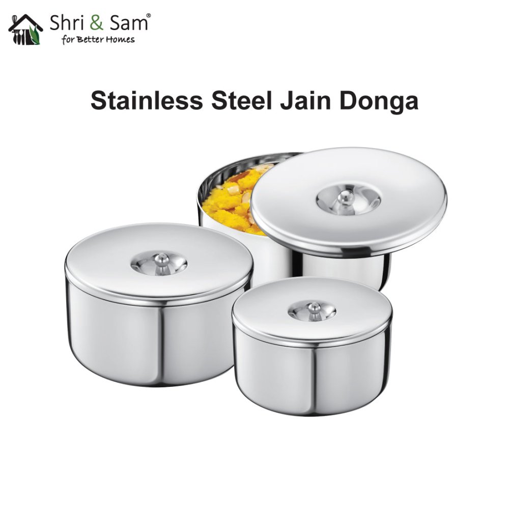 Stainless Steel 3 PCS Donga Set Jain