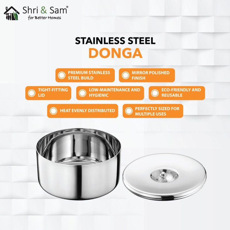 Stainless Steel 3 PCS Donga Set Jain