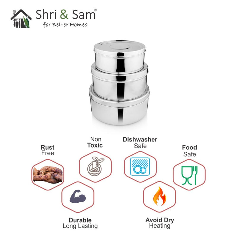 Stainless Steel 3 PCS Storage Container Set 