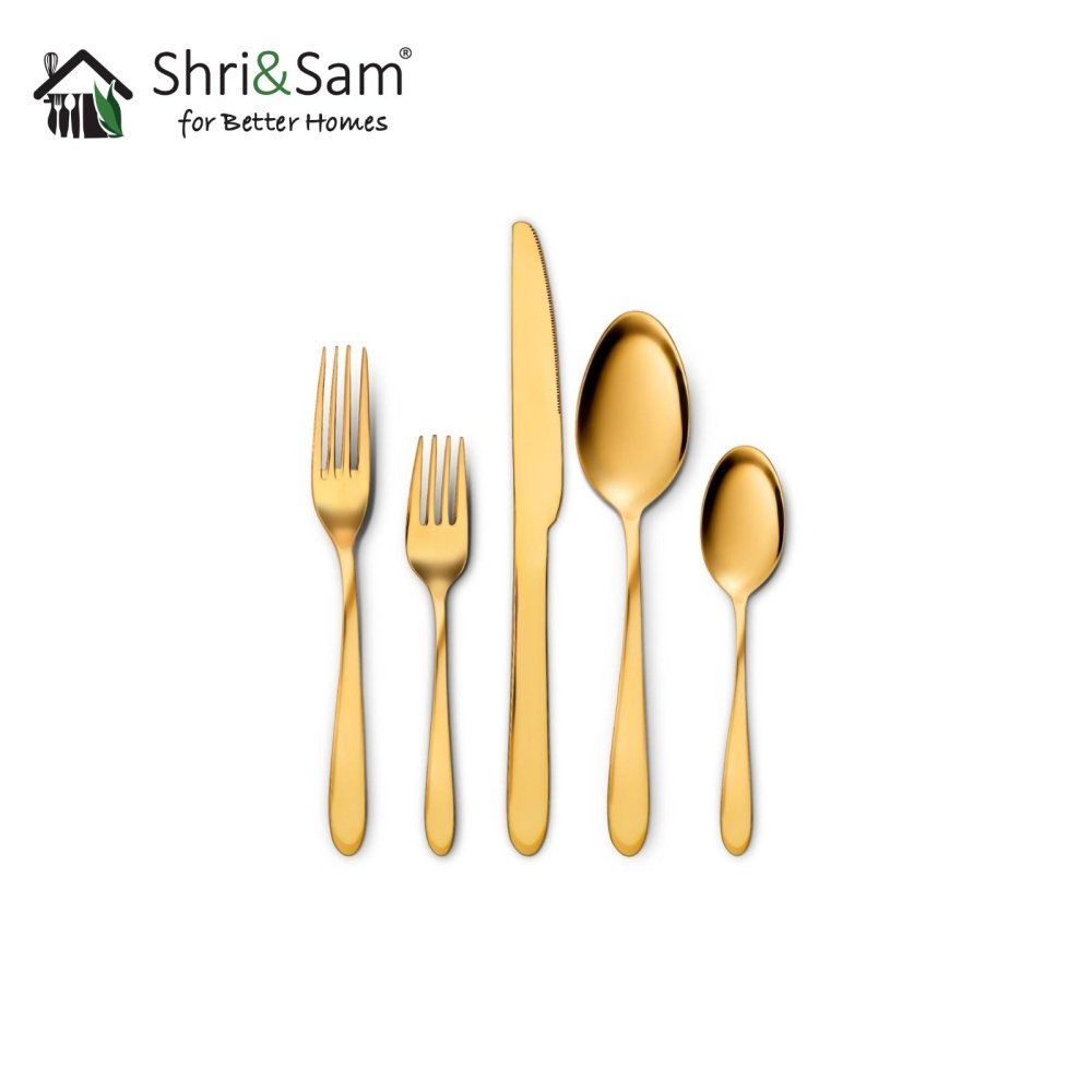 Stainless Steel 30 PCS Cutlery set with Gold PVD Coating Gracy
