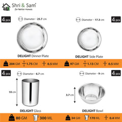 Stainless Steel 46 PCS Dinner set (4 People) Delight