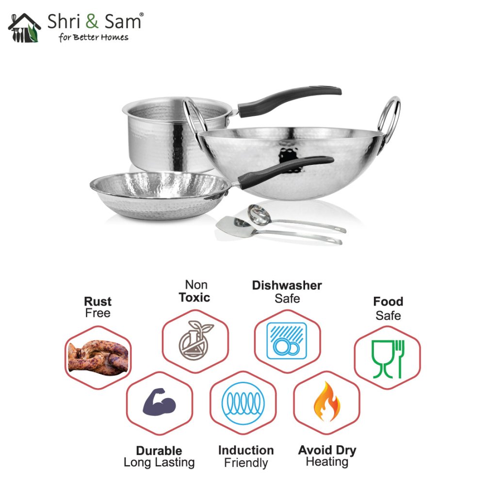Stainless Steel 5 PCS Hammered Cookware Set Imperial