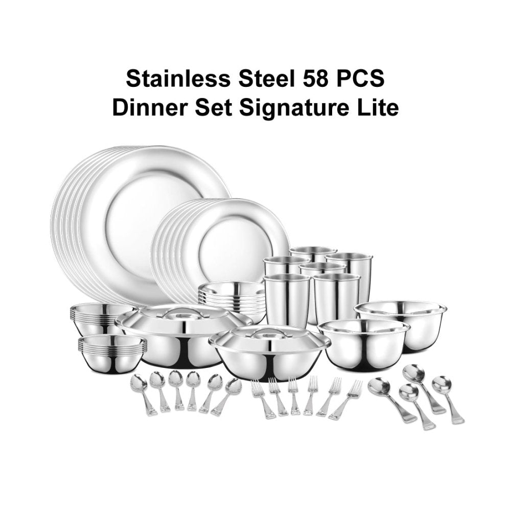 Stainless Steel 58 PCS Dinner Set (6 People) Signature Lite