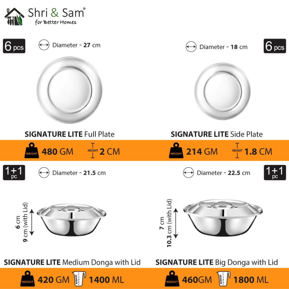 Stainless Steel 58 PCS Dinner Set (6 People) Signature Lite