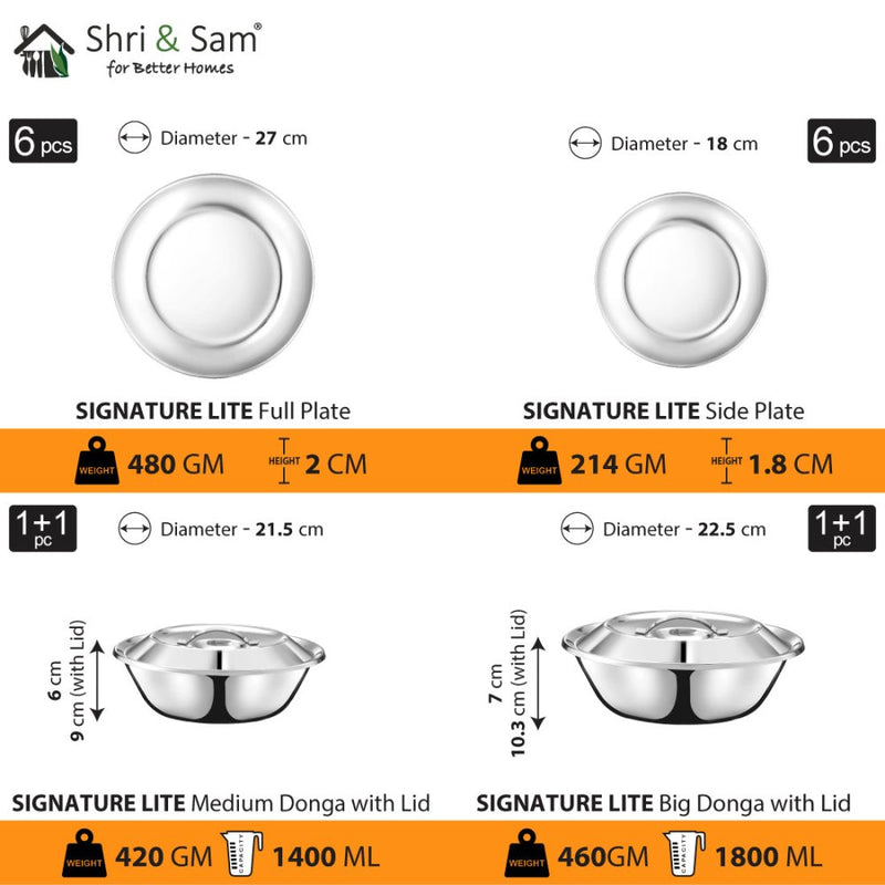 Stainless Steel 58 PCS Dinner Set (6 People) Signature Lite