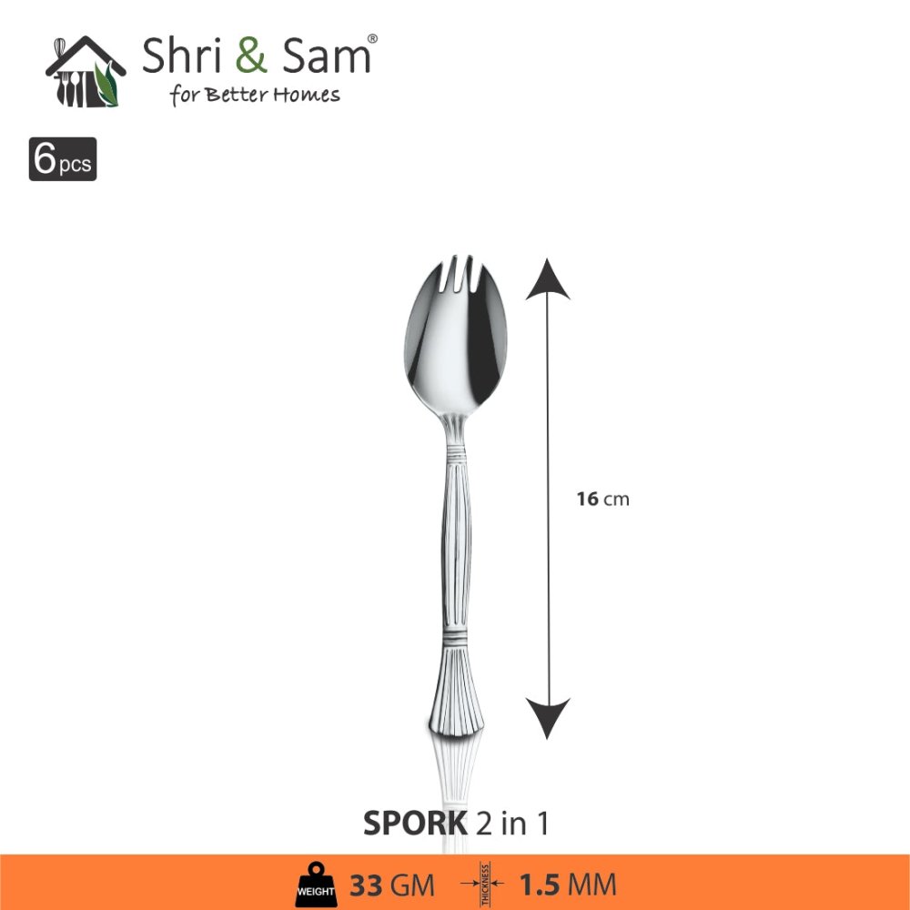 Stainless Steel 6 PCS Cutlery Spork 2 IN 1