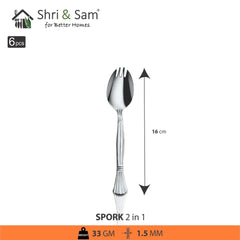 Stainless Steel 6 PCS Cutlery Spork 2 IN 1
