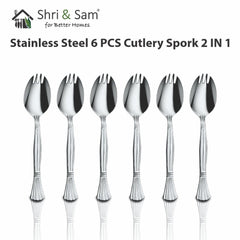 Stainless Steel 6 PCS Cutlery Spork 2 IN 1