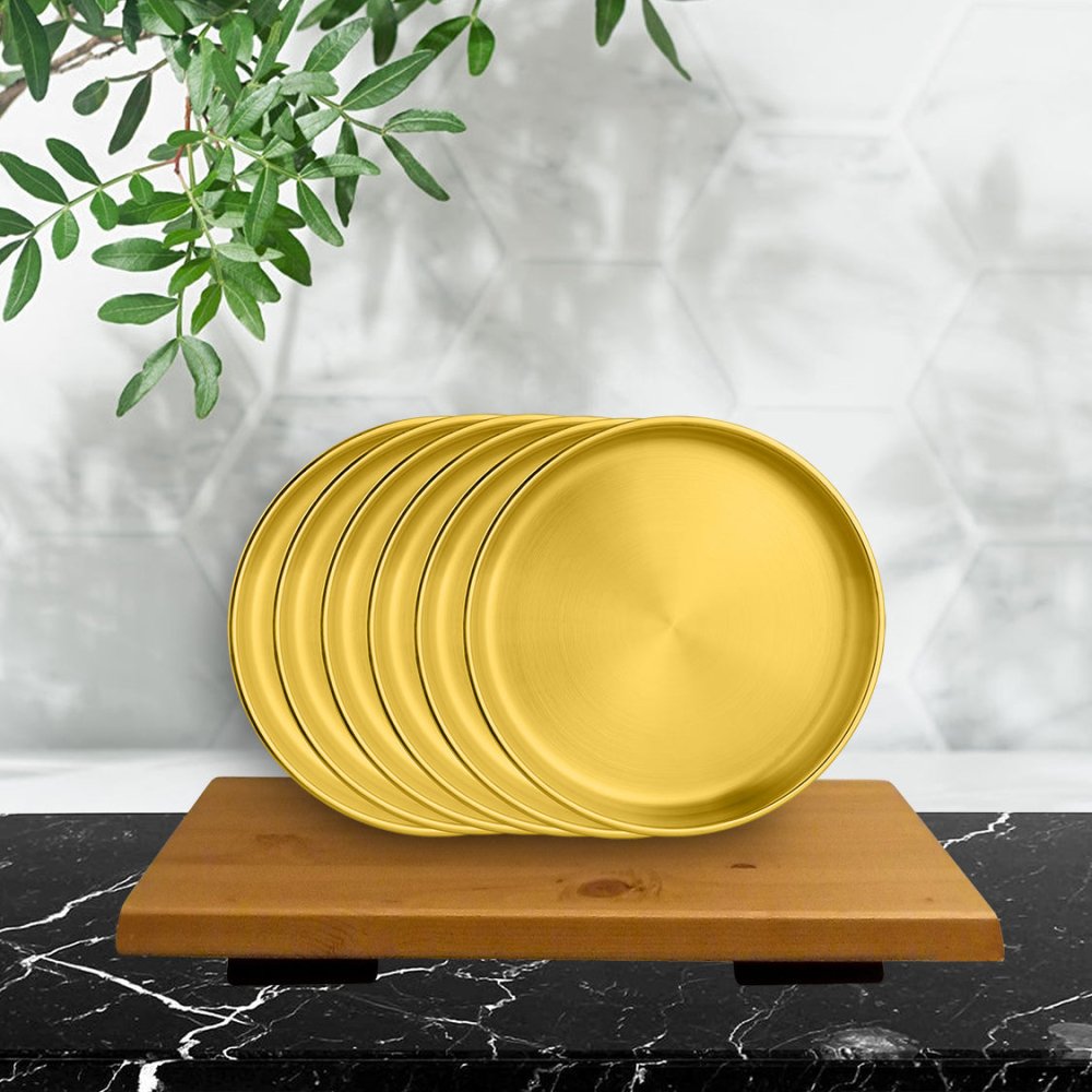 Stainless Steel 6 PCS Double Wall Side Plate with Gold PVD Coating Nikki