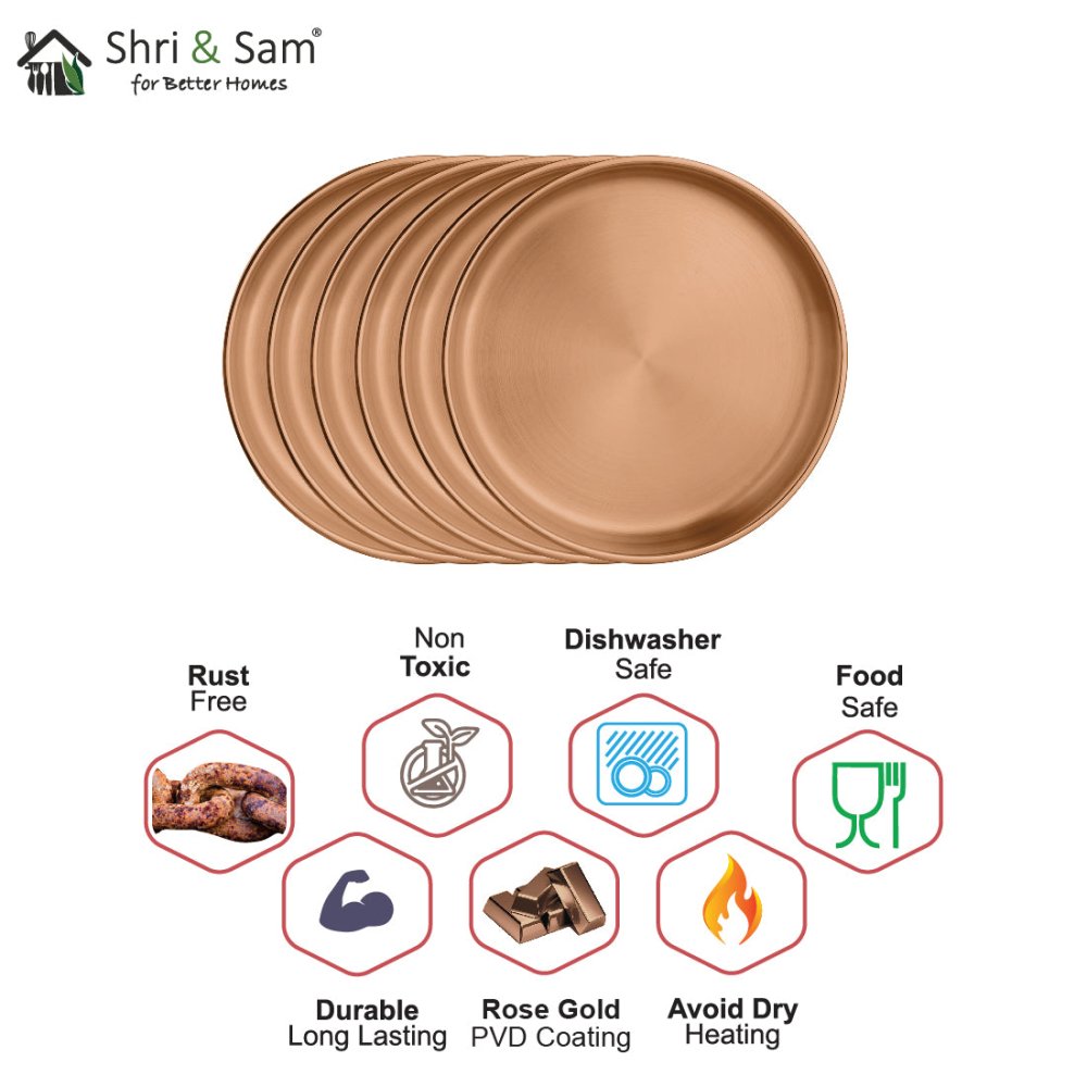 Stainless Steel 6 PCS Double Wall Side Plate with Rose Gold PVD Coating Nikki