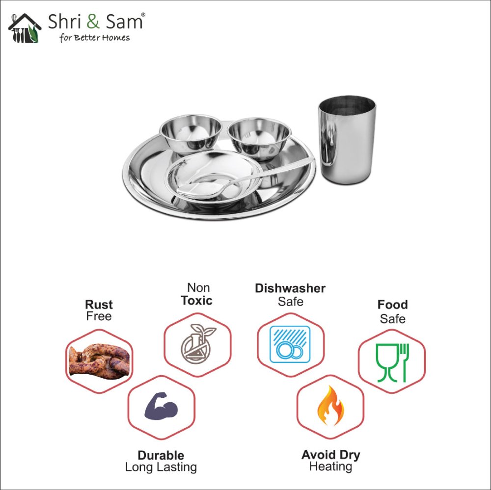 Stainless Steel 6 PCS Thali Set Delight