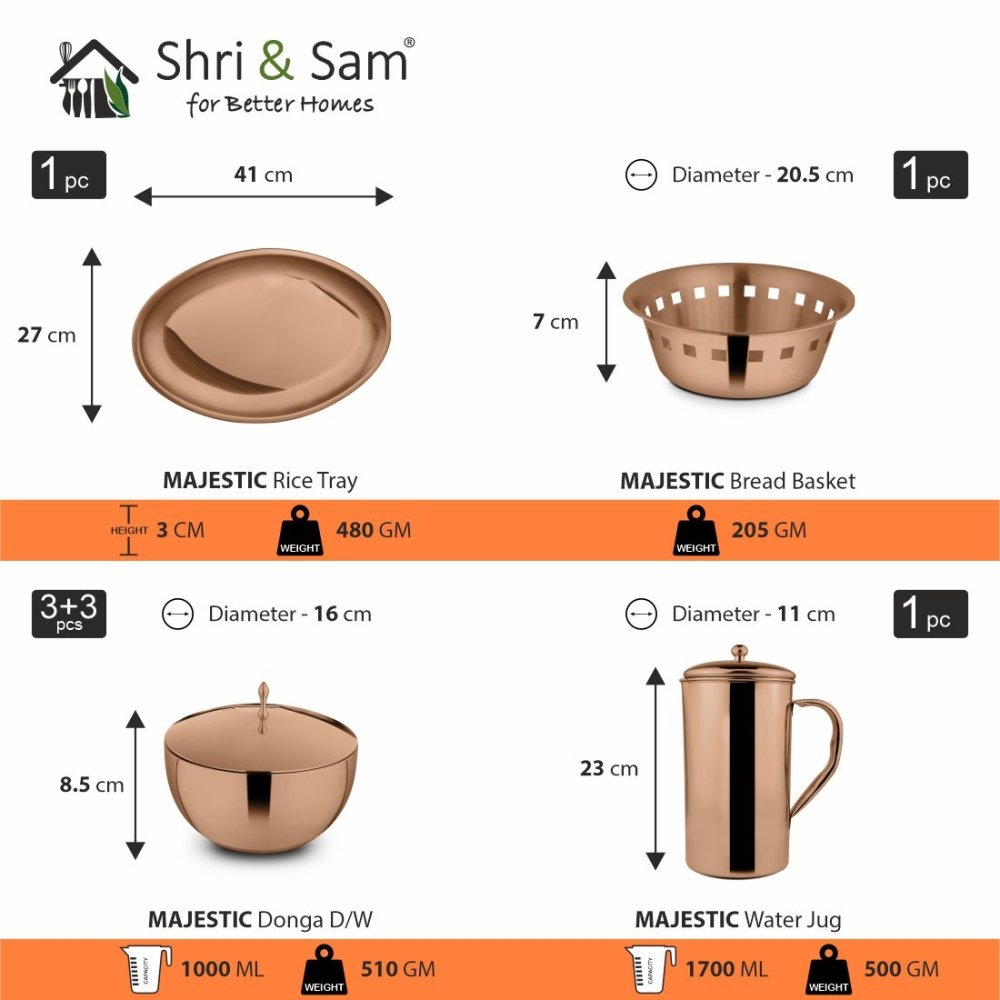 Stainless Steel 72 PCS Dinner Set (6 People) with Rose Gold PVD Coating Majestic