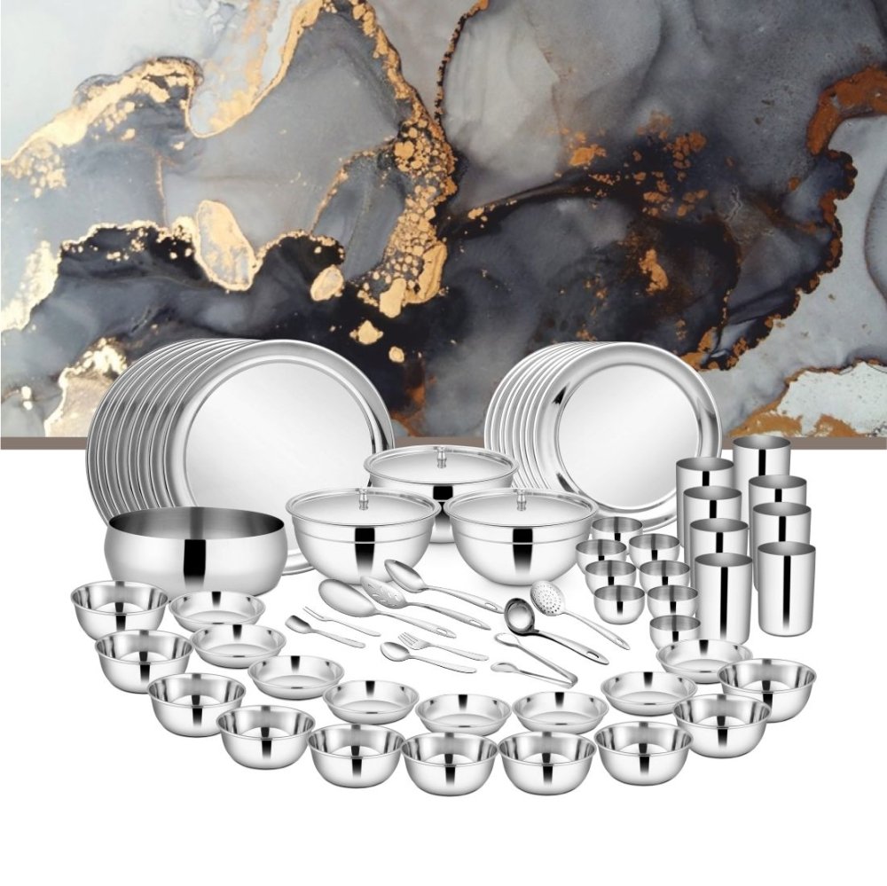 Stainless Steel 98 PCS Dinner set (8 People) Shagun