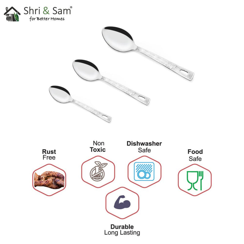 Stainless Steel Basting Spoon Solid Impressa Hammered
