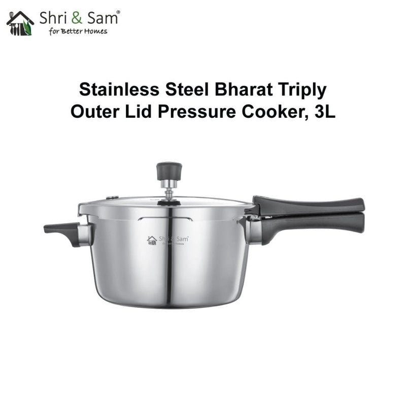 Stainless Steel Bharat Triply Outer Lid Pressure Cooker