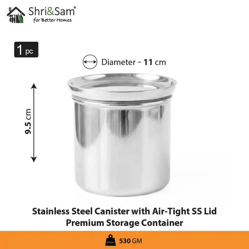 Stainless Steel Canister with Air-Tight SS Lid – Premium Storage Container