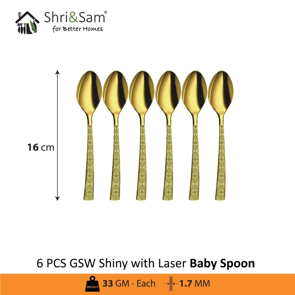 Stainless Steel Cutlery with Gold PVD and Laser GSW Shiny