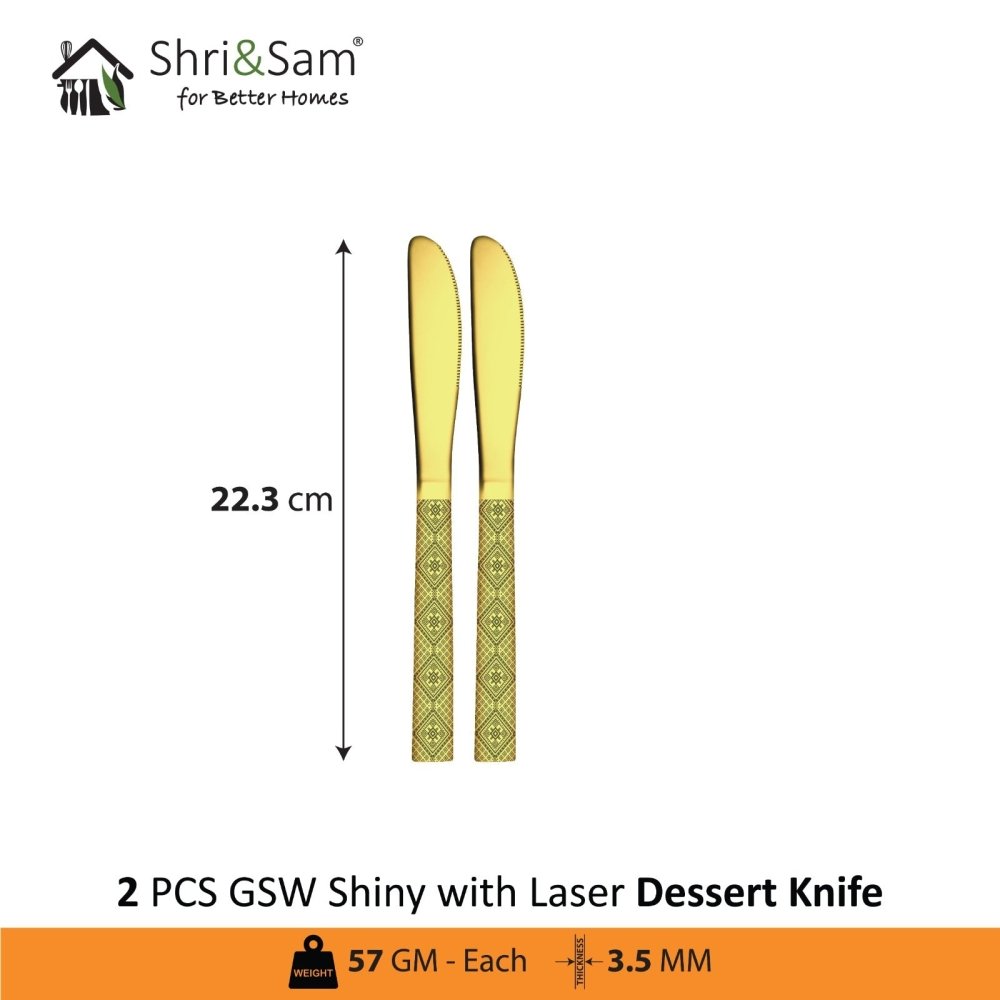 Stainless Steel Cutlery with Gold PVD and Laser GSW Shiny