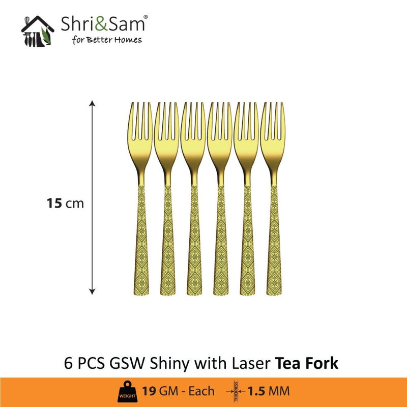 Stainless Steel Cutlery with Gold PVD and Laser GSW Shiny