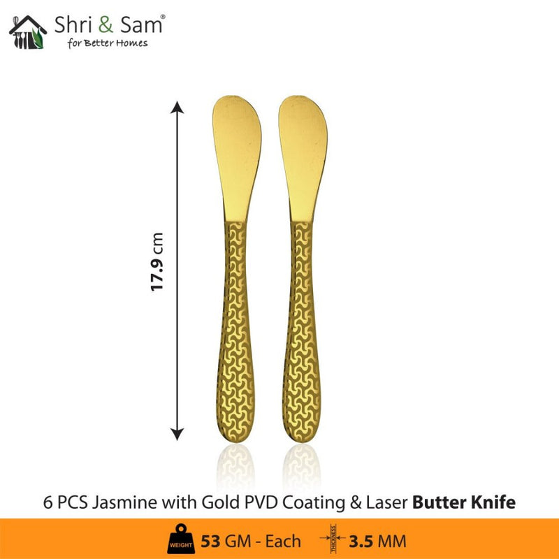 Stainless Steel Cutlery with Gold PVD Coating & Laser 1 Jasmine