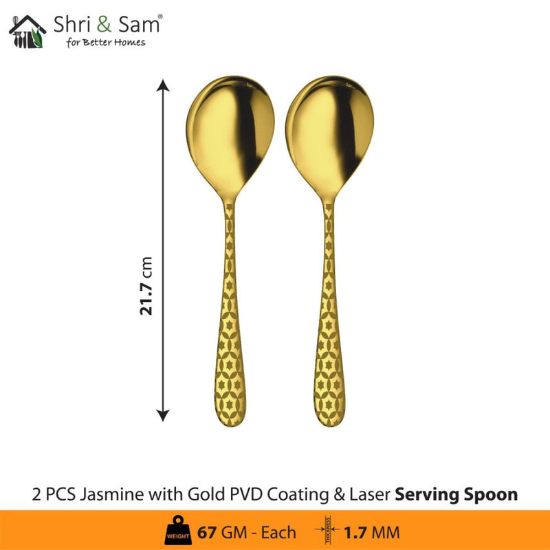 Stainless Steel Cutlery with Gold PVD Coating & Laser 3 Jasmine