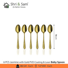 Stainless Steel Cutlery with Gold PVD Coating & Laser Jasmine