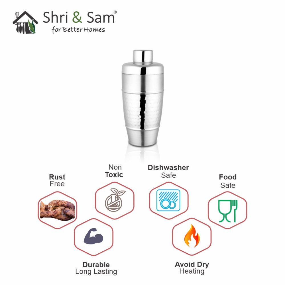 Stainless Steel Hammered Cocktail Shaker