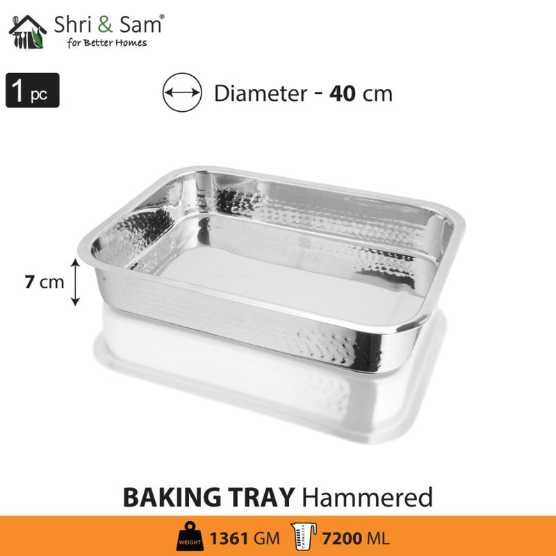 Stainless Steel Hammered Rectangular Baking Tray