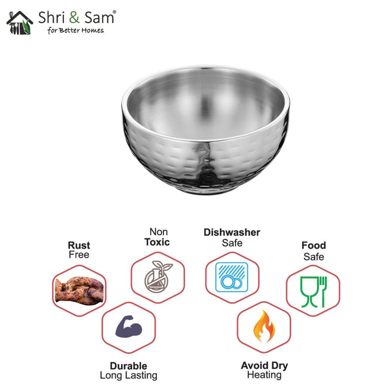 Stainless Steel Hammered Soup Bowl