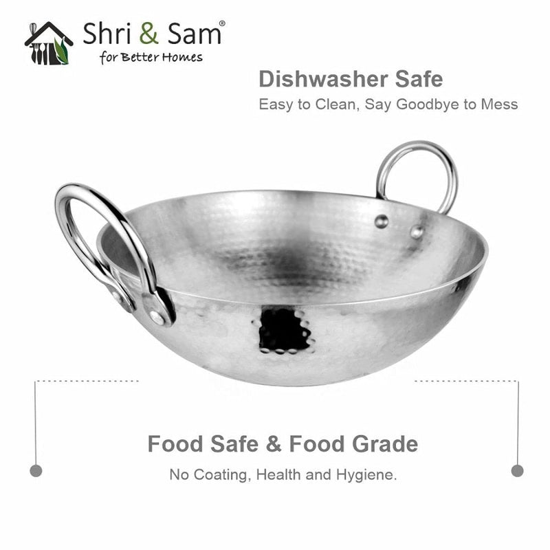 Stainless Steel Heavy Weight Hammered Kadhai
