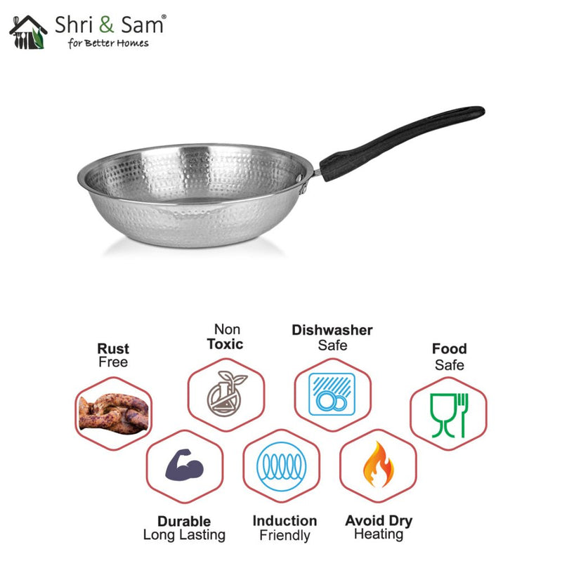 Stainless Steel Light Weight Hammered Fry Pan