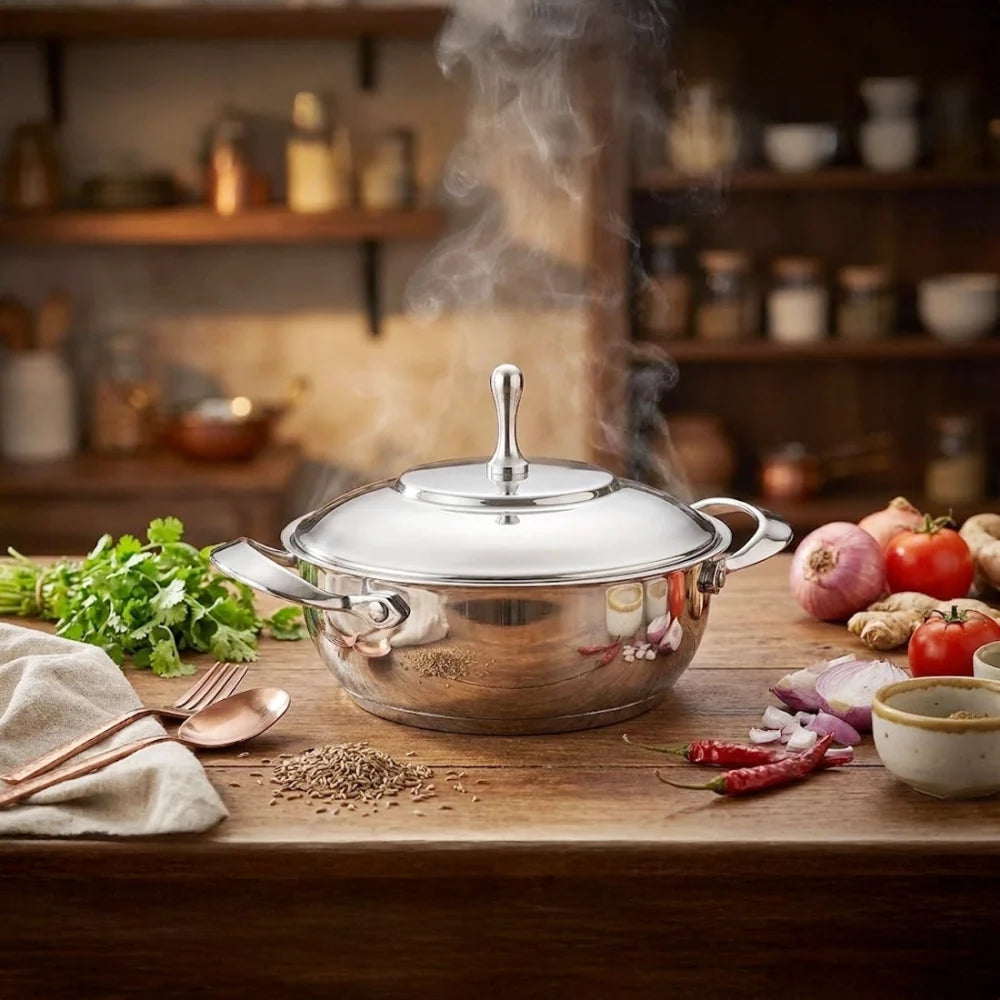 Stainless Steel Multi Kadhai with Lid